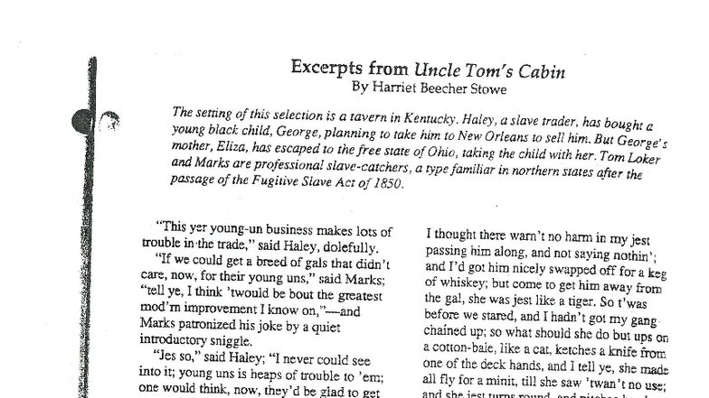 APUSH CH. 18: Excerpts from Uncle Tom's Cabin Analysis - Studocu