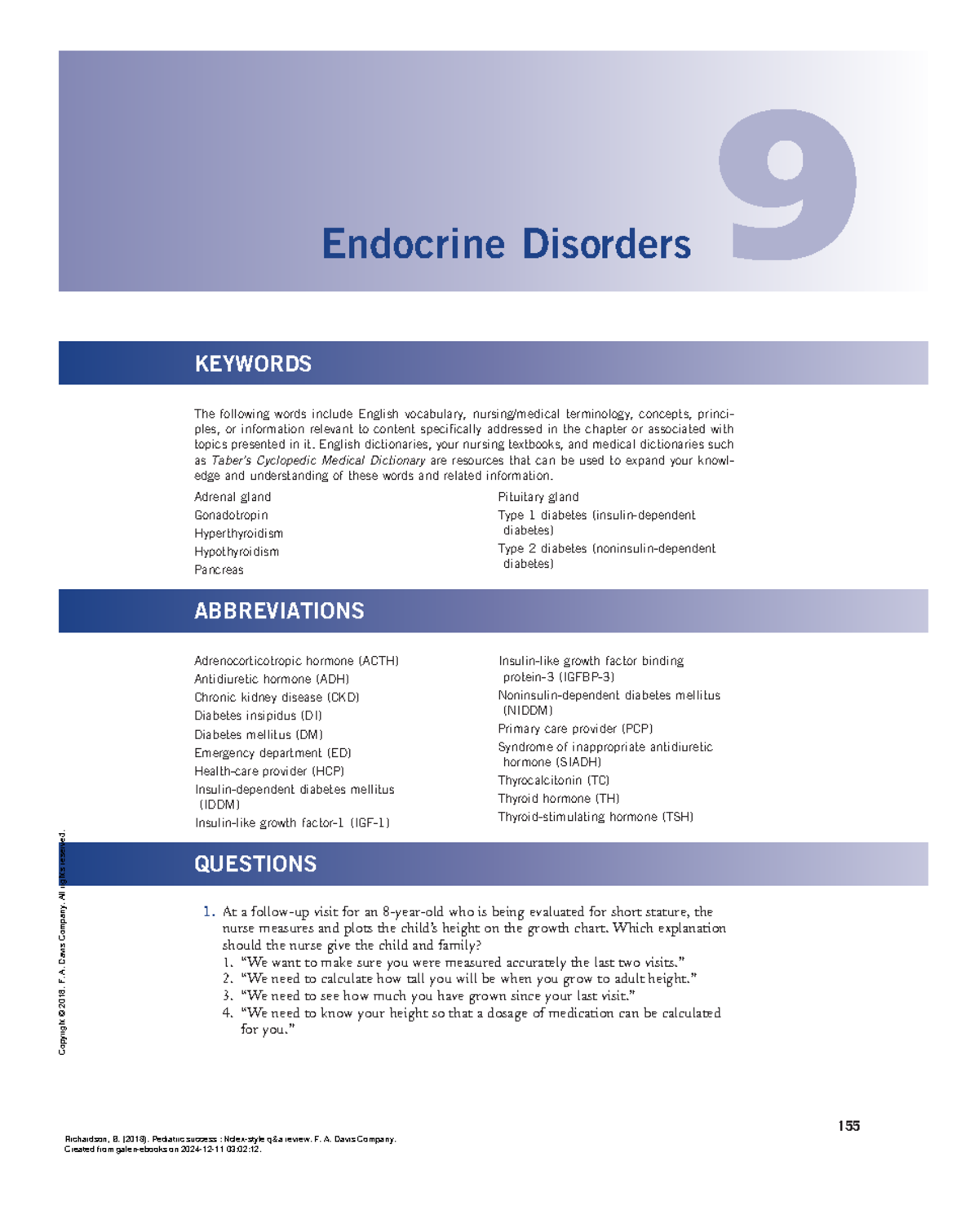 notes and lecture   20 Endocrine Disorders 20 KEYWORDS The ...