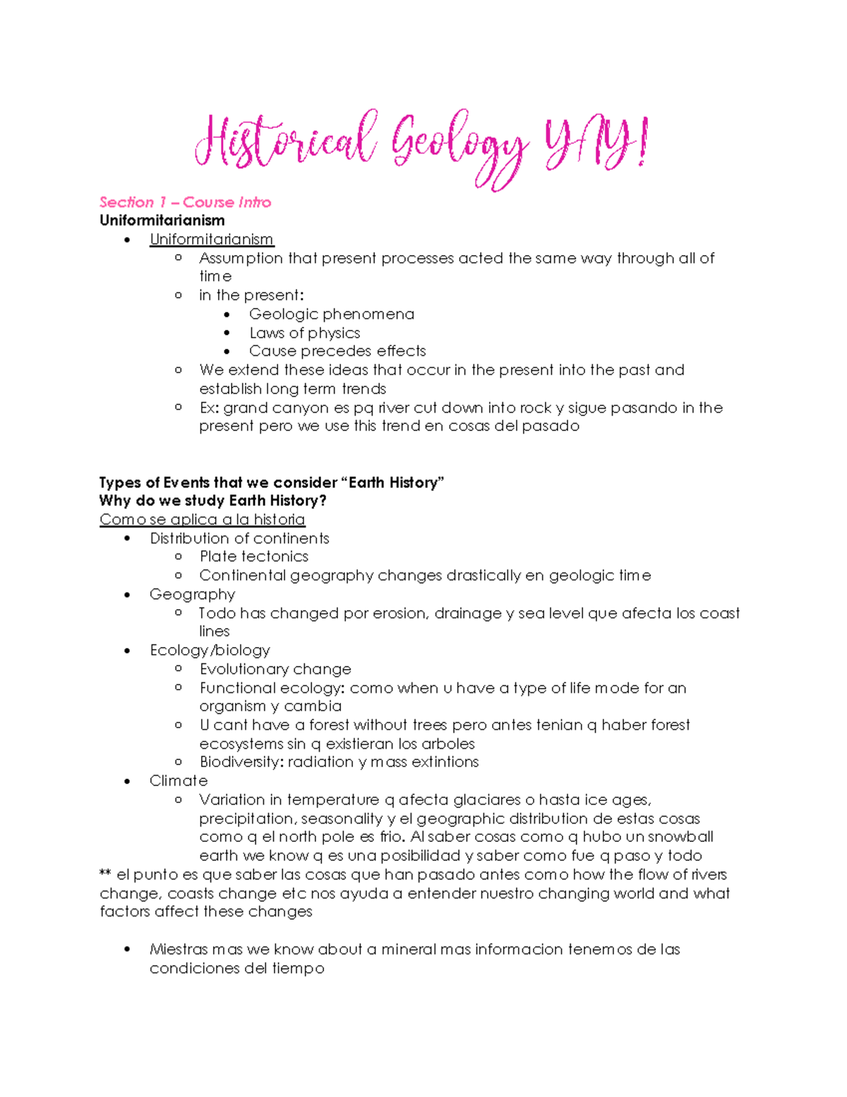 Historical Geology (GEOL 101) Summary: Key Concepts and Processes - Studocu