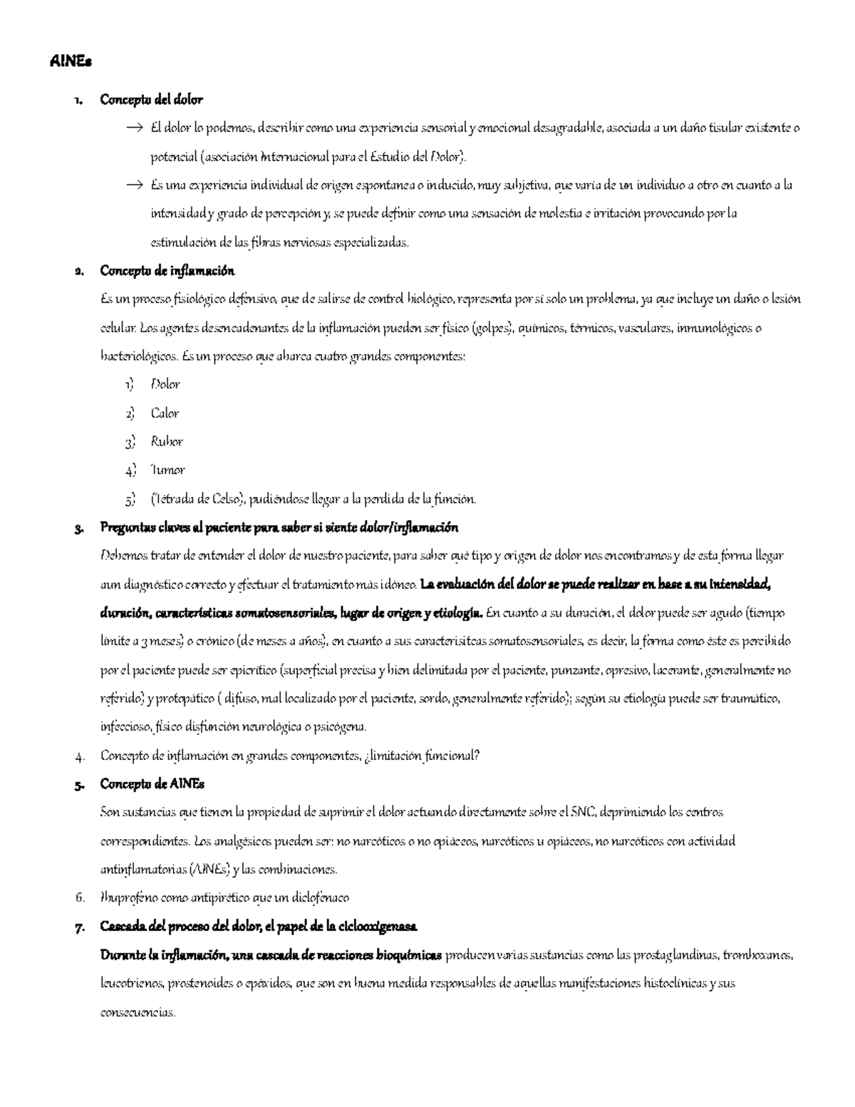 Farmaco Mini Guía Examen 4: AINEs y su Impacto en Dolor e Inflamación ...
