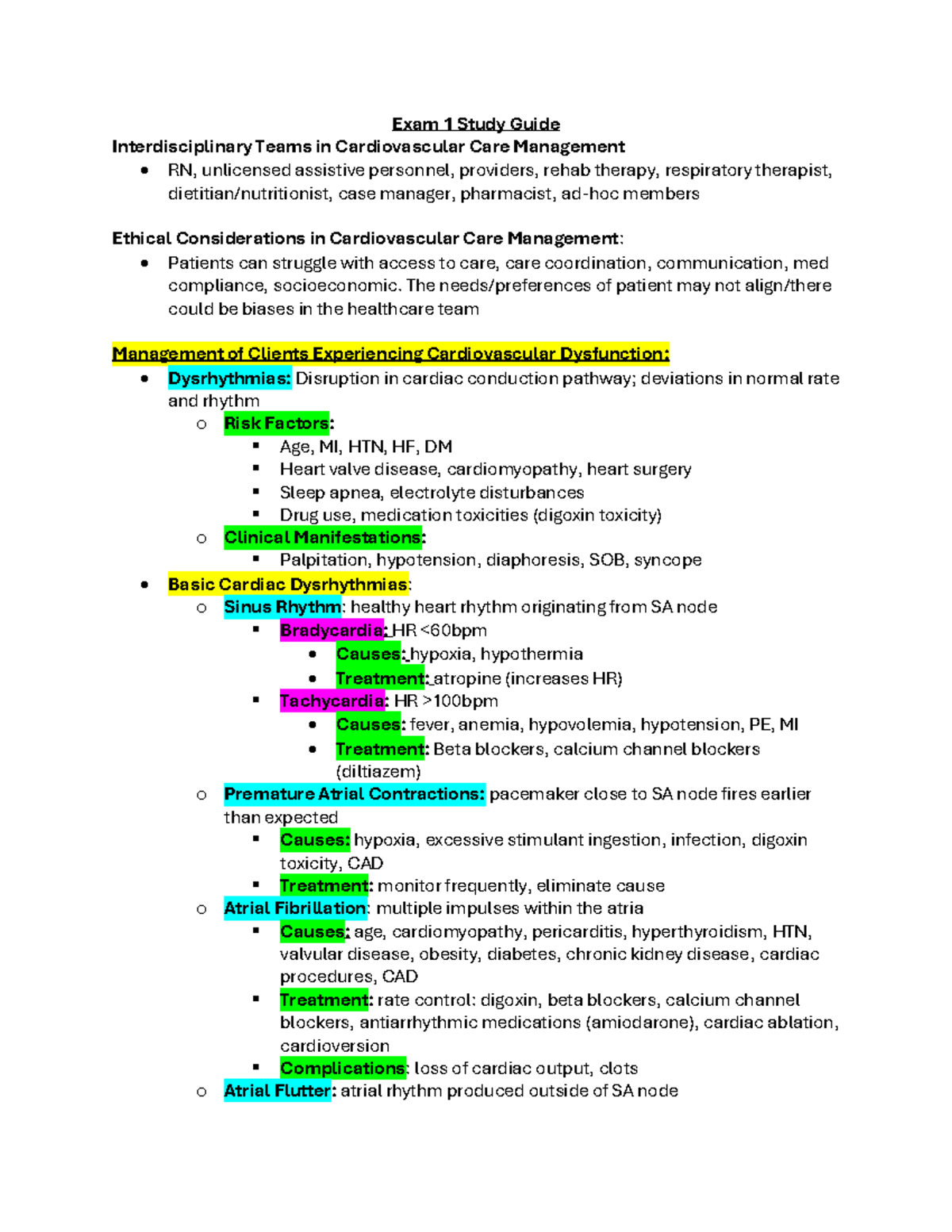 Exam 1 Study Guide - Exam 1 Concepts - Exam 1 Study Guide ...
