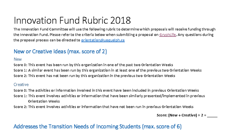 2018 Innovation Fund Proposal Evaluation Rubric - Studocu