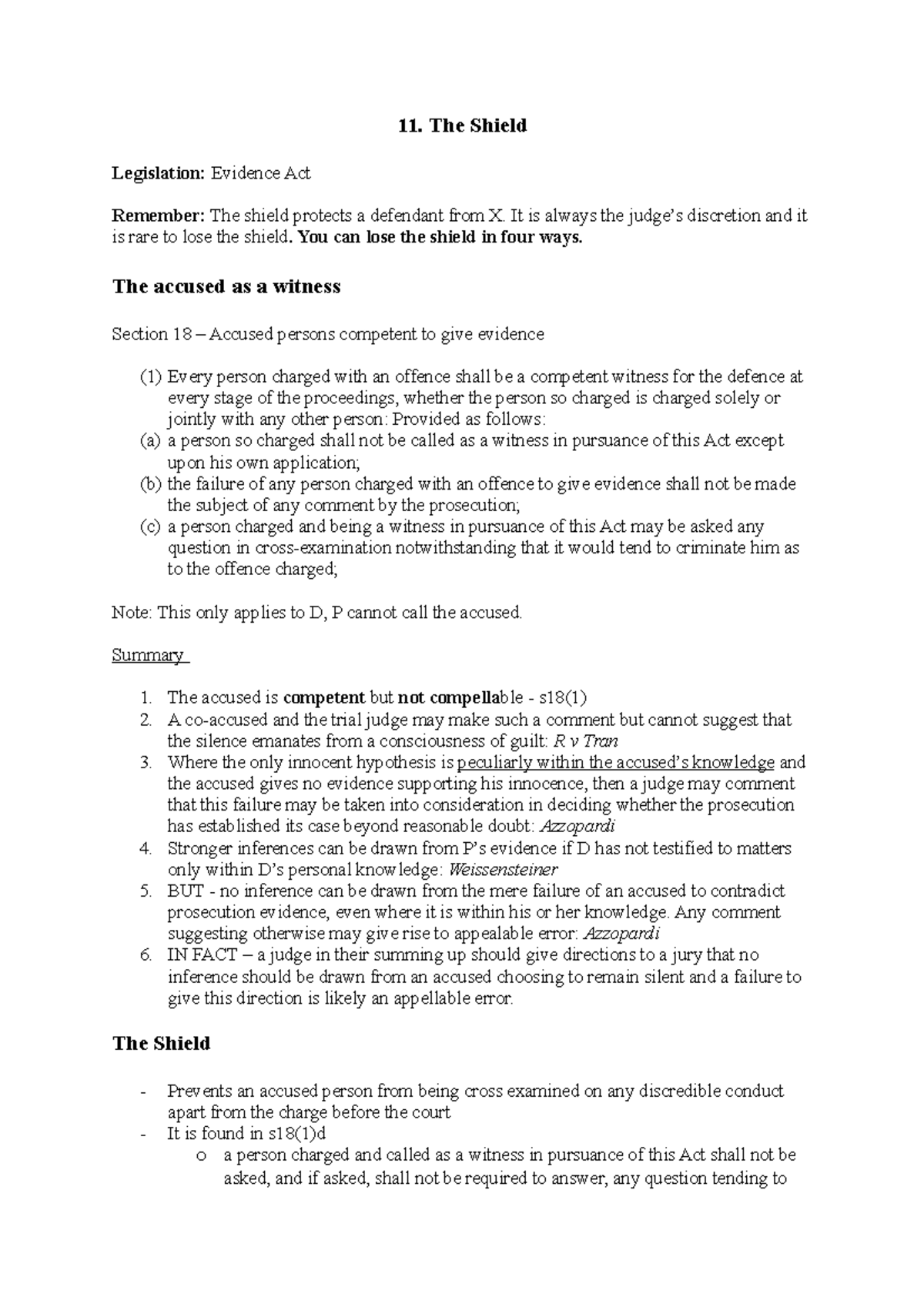 Shield Lecture Notes – Examining the Accused's Testimony and ...