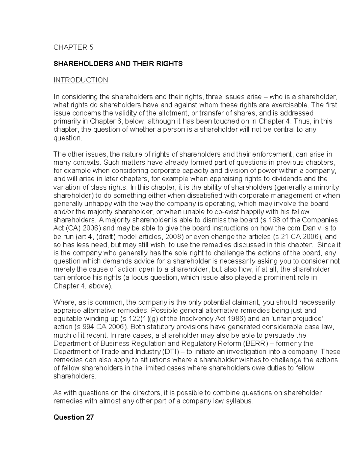 Shareholders' Rights and Remedies: Insights from CA 2006 and Foss v ...