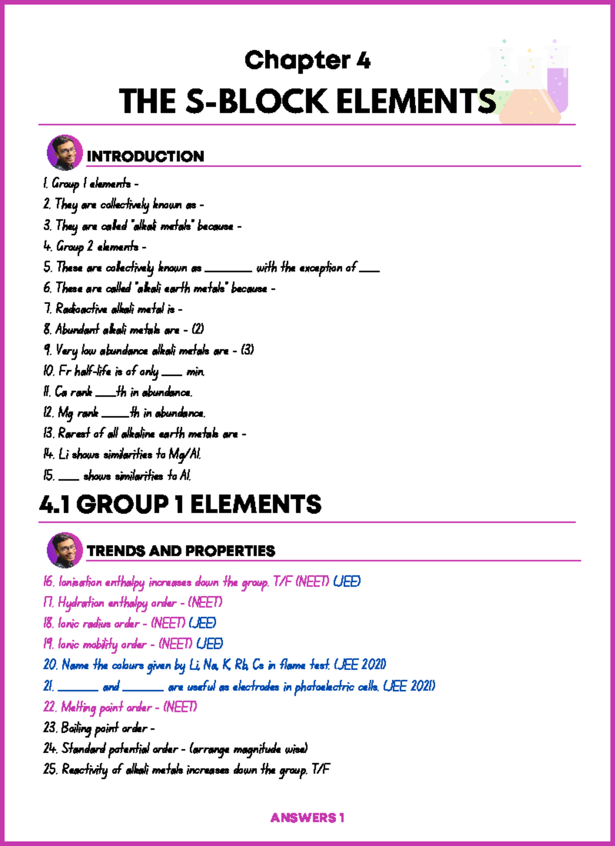 S block Chemhack - Neet level questions - Group 1 elements - They are ...