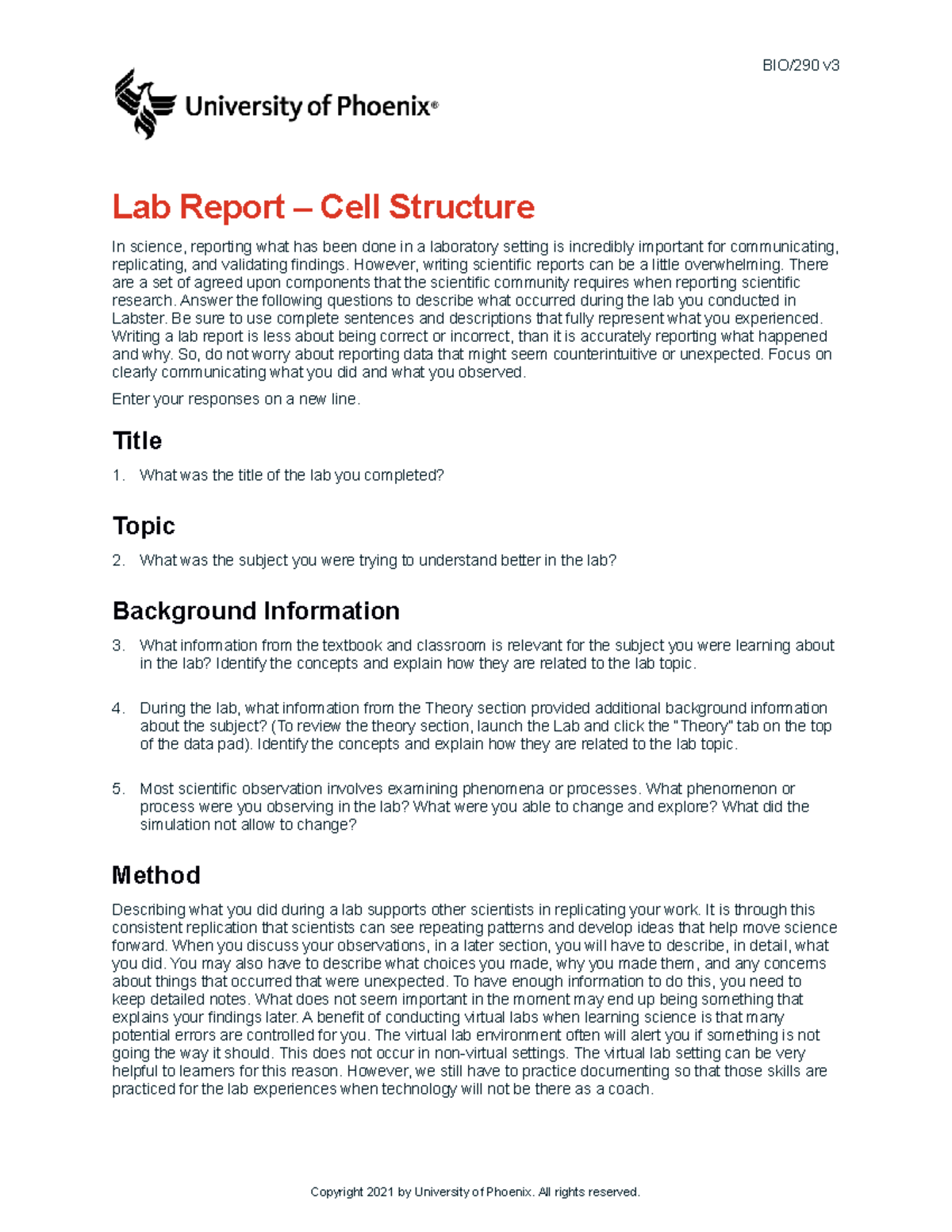 BIO/290 v Lab Report: Exploring Cell Structure and Function - Studocu