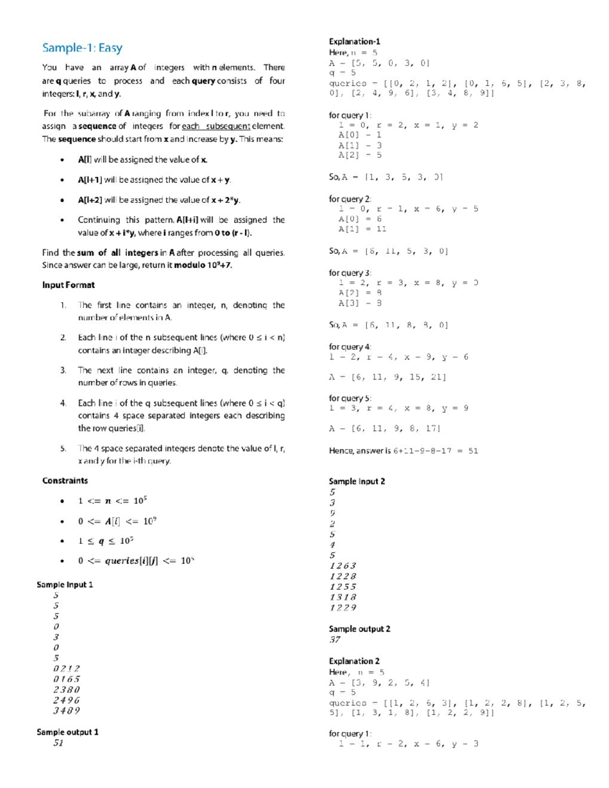 Hack With Infy Practice Questions 2026: Array Queries & Tree Sets - Studocu