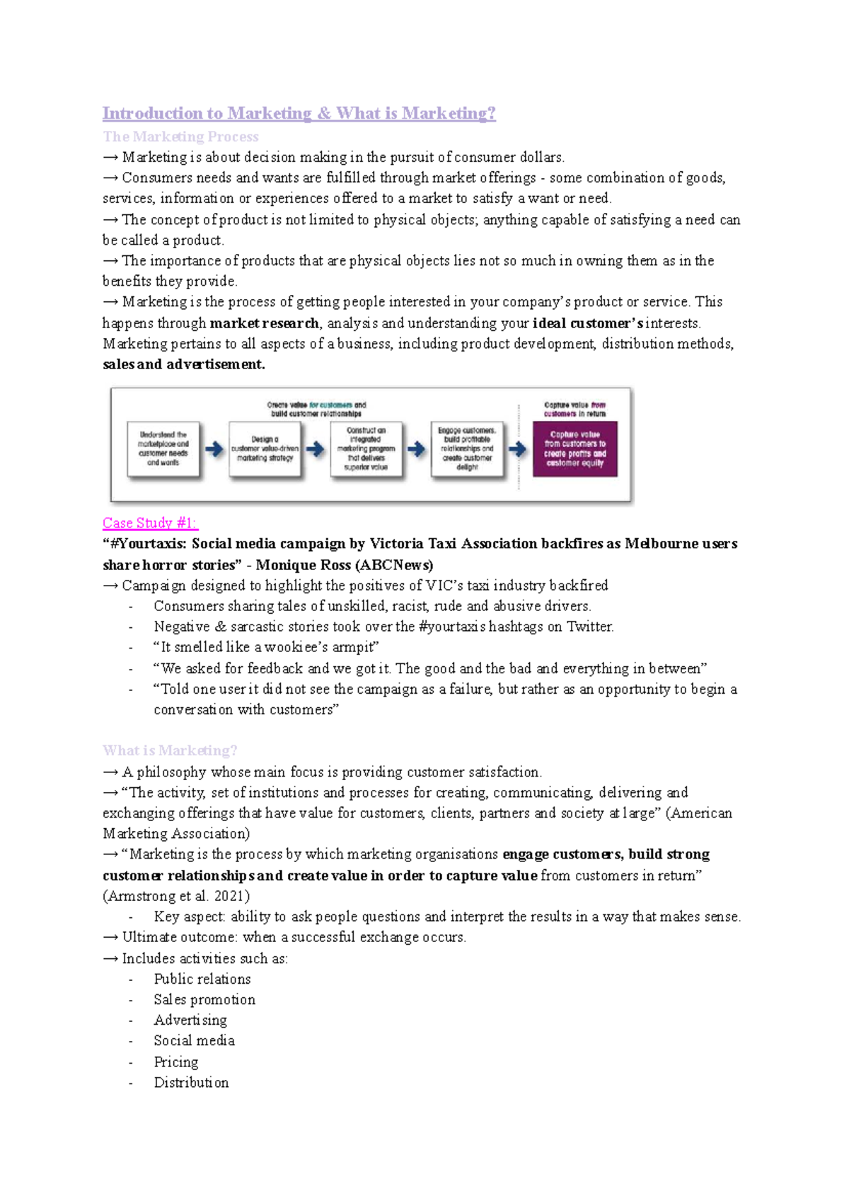 MARK101 - Marketing - Lecture Notes: Key Concepts & Strategies - Studocu