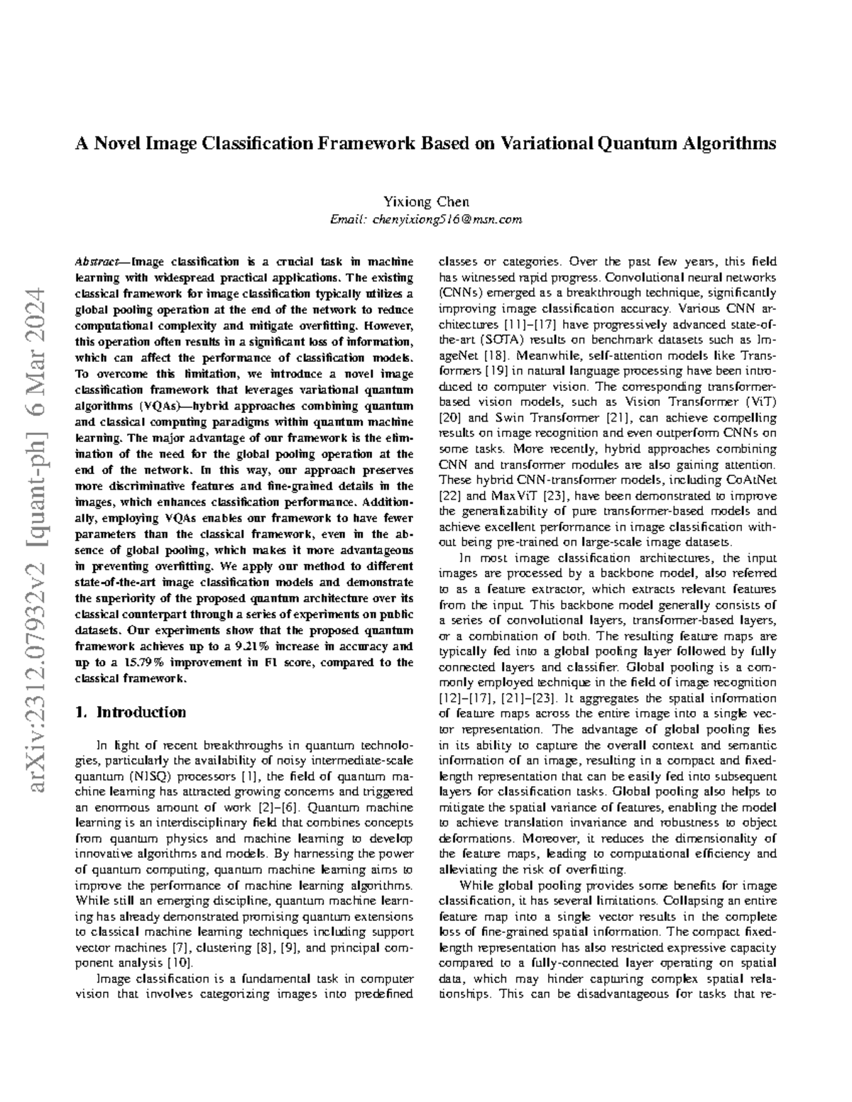 Novel Image Classification Framework Using VQAs (CS 2312) - Studocu