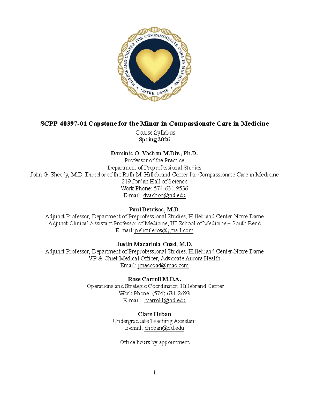SCPP 2026 Capstone Syllabus: Compassionate Care in Medicine - Studocu