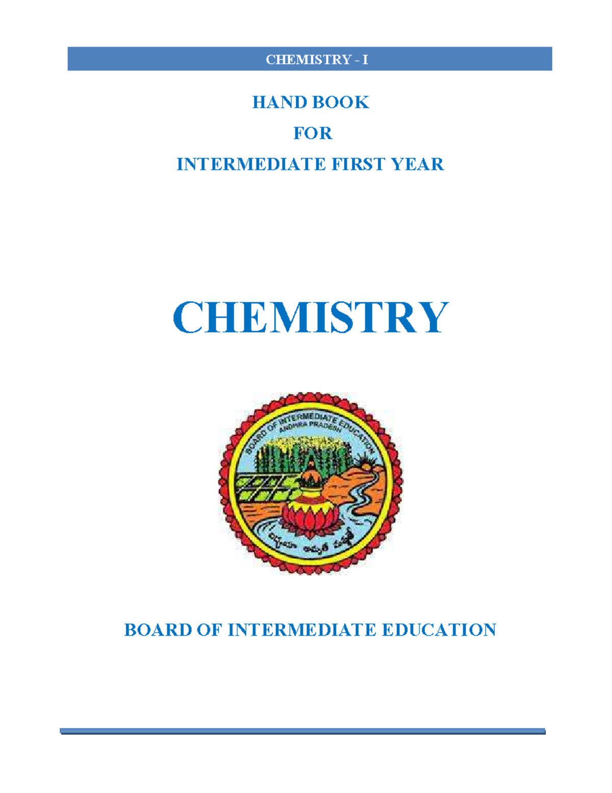 CHEMISTRY I INTERMEDIATE FIRST YEAR HANDBOOK: CONCEPTS & EXAMPLES - Studocu