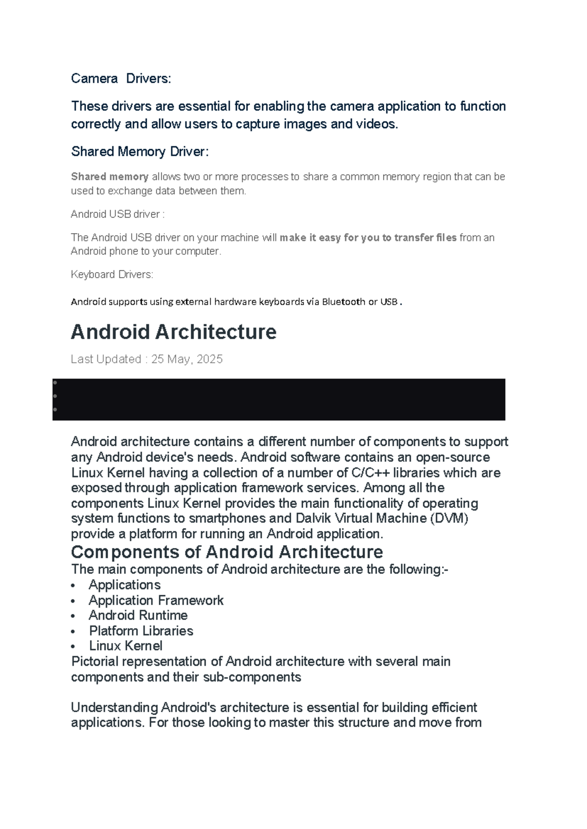 Android Architecture Overview: Key Components & Drivers - Studocu