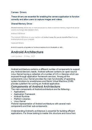 Mobile Android Architecture Overview: Key Components & Drivers - Studocu