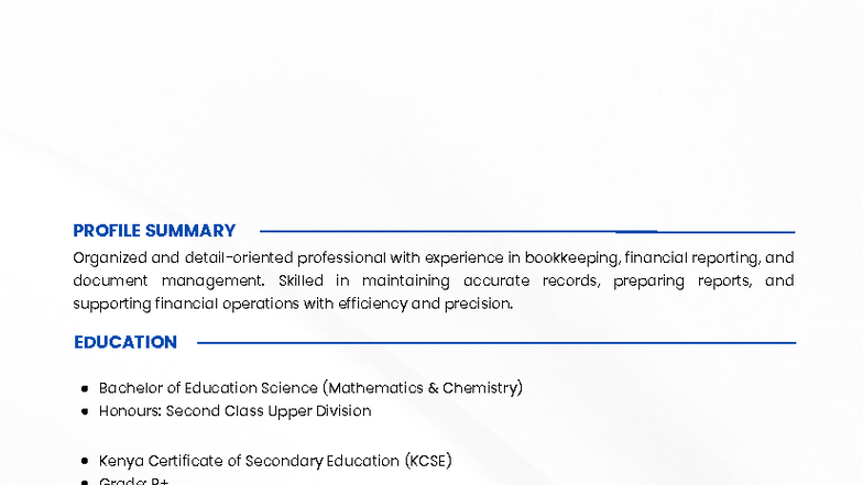 Lesson Notes: Profile Summary and Professional Experience Overview ...
