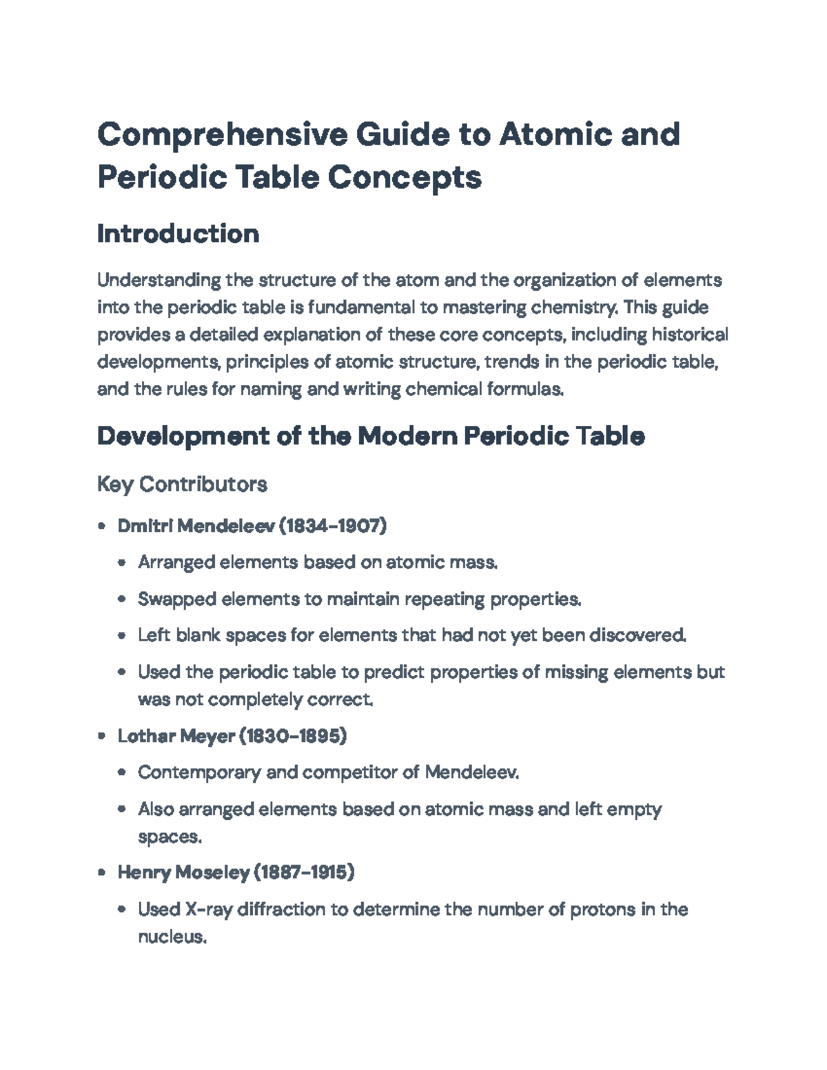 Comprehensive Guide to Atomic Structure and Periodic Table (Chem 101 ...