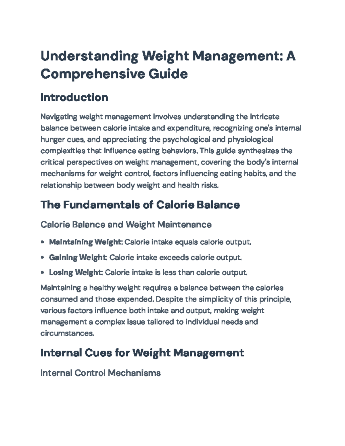 Understanding Weight Management: Key Factors and Health Implications ...