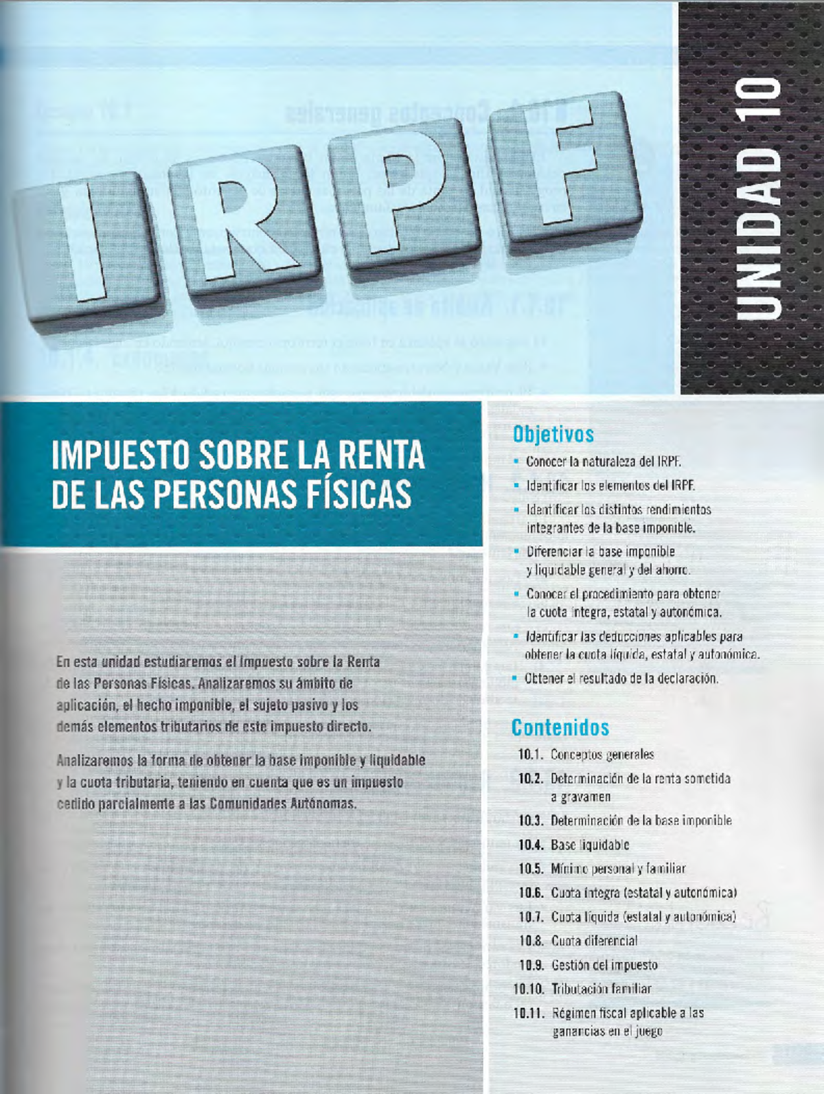 Tema 10: Impuesto sobre la Renta de las Personas Físicas (IRPF) - Studocu