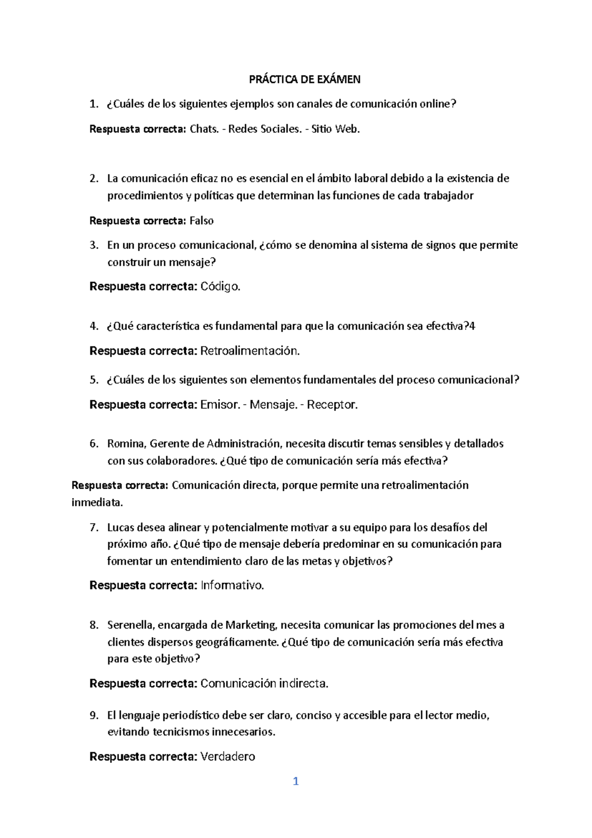 Práctica de Examen - Comunicación Efectiva (COM-101) - Studocu