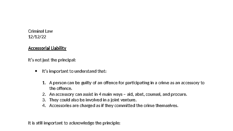 Accessorial Liability in Criminal Law: Understanding the Role of ...