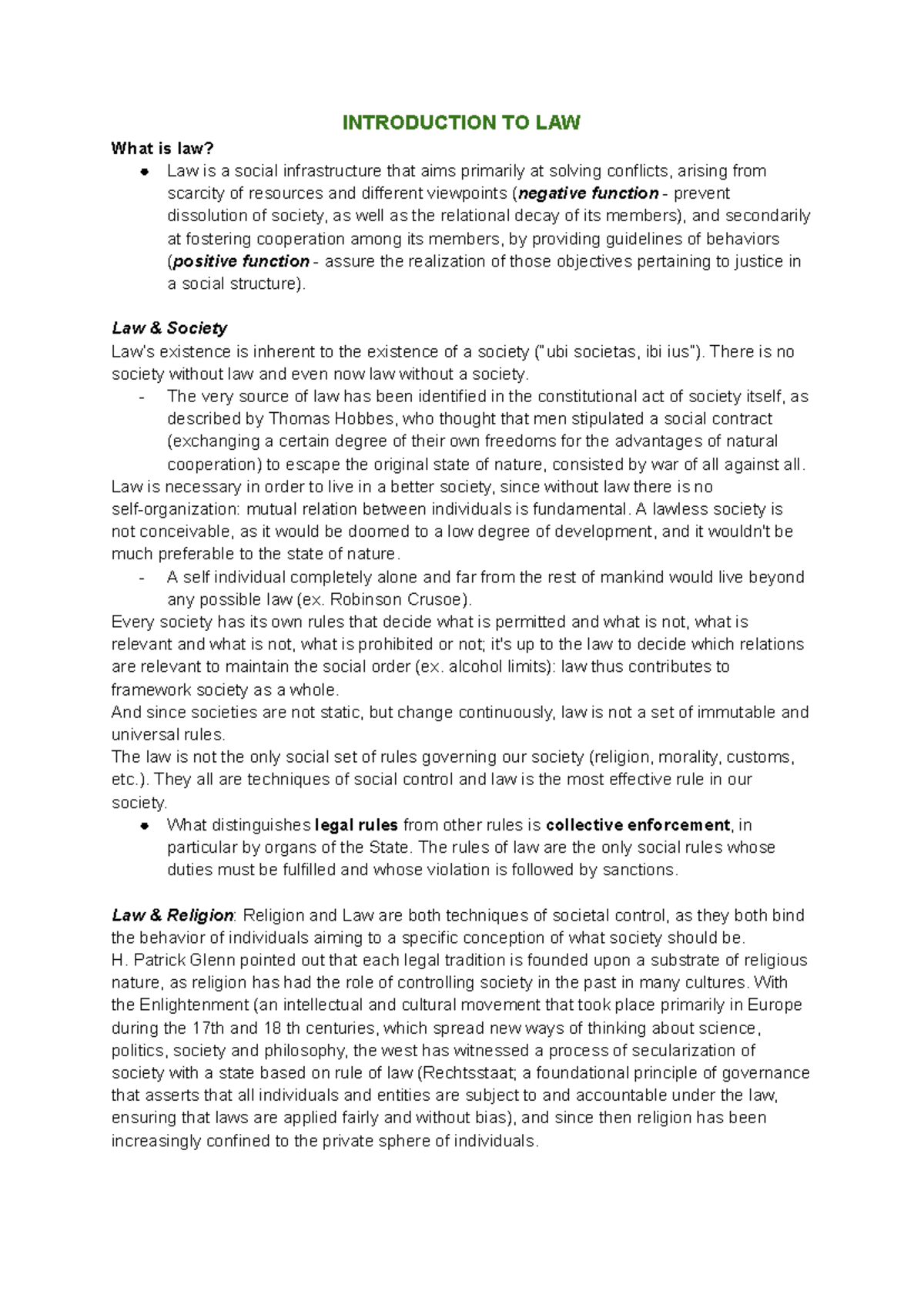 Introduction to Law (Course Code: LAW101) - Key Concepts and Principles ...