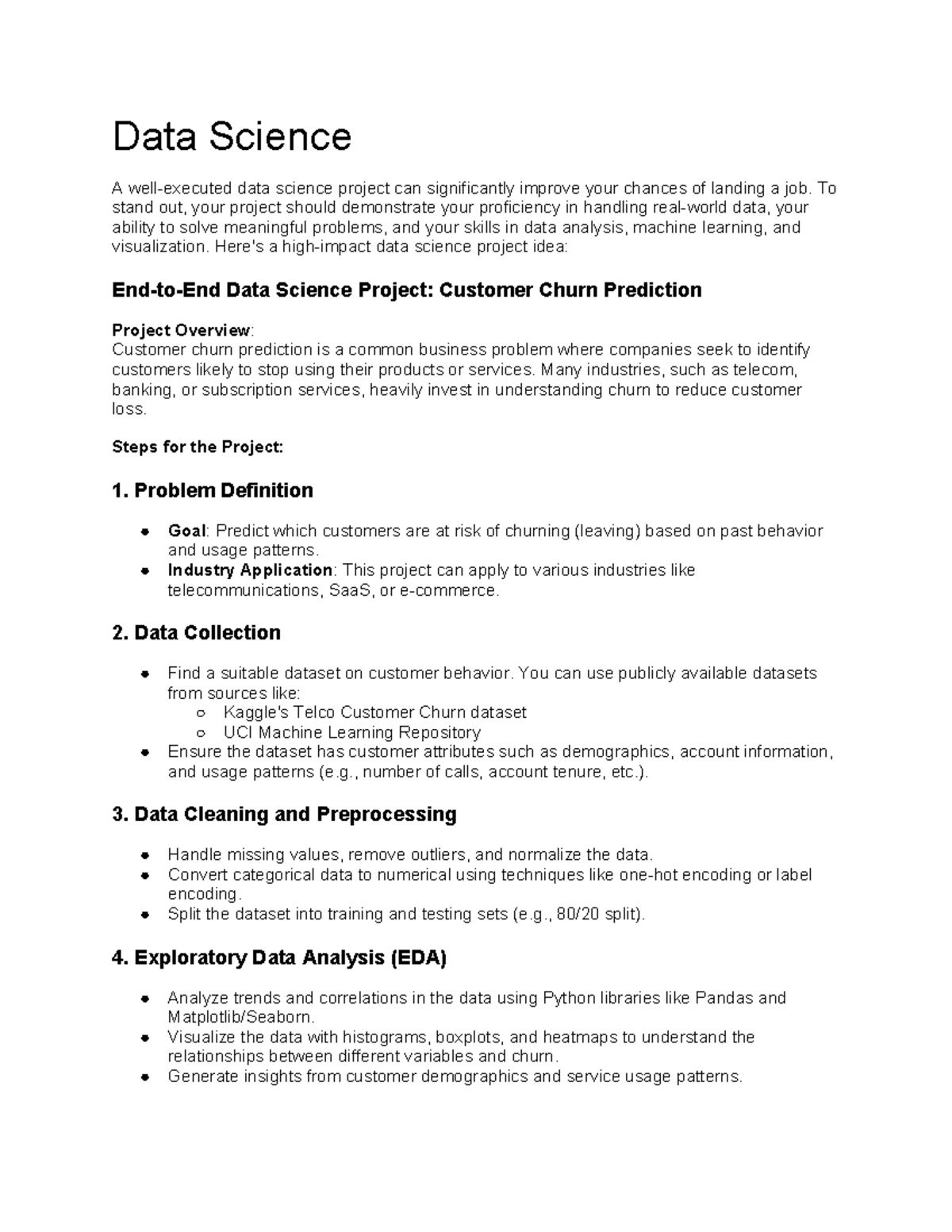 Project DS - notes - Data Science A well-executed data science project ...