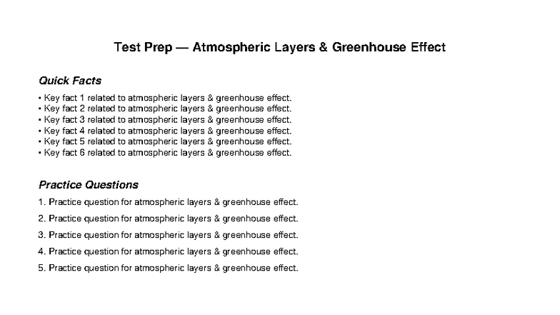 18 - Atmospheric Layers & Greenhouse Effect - Test Prep Guide - Studocu