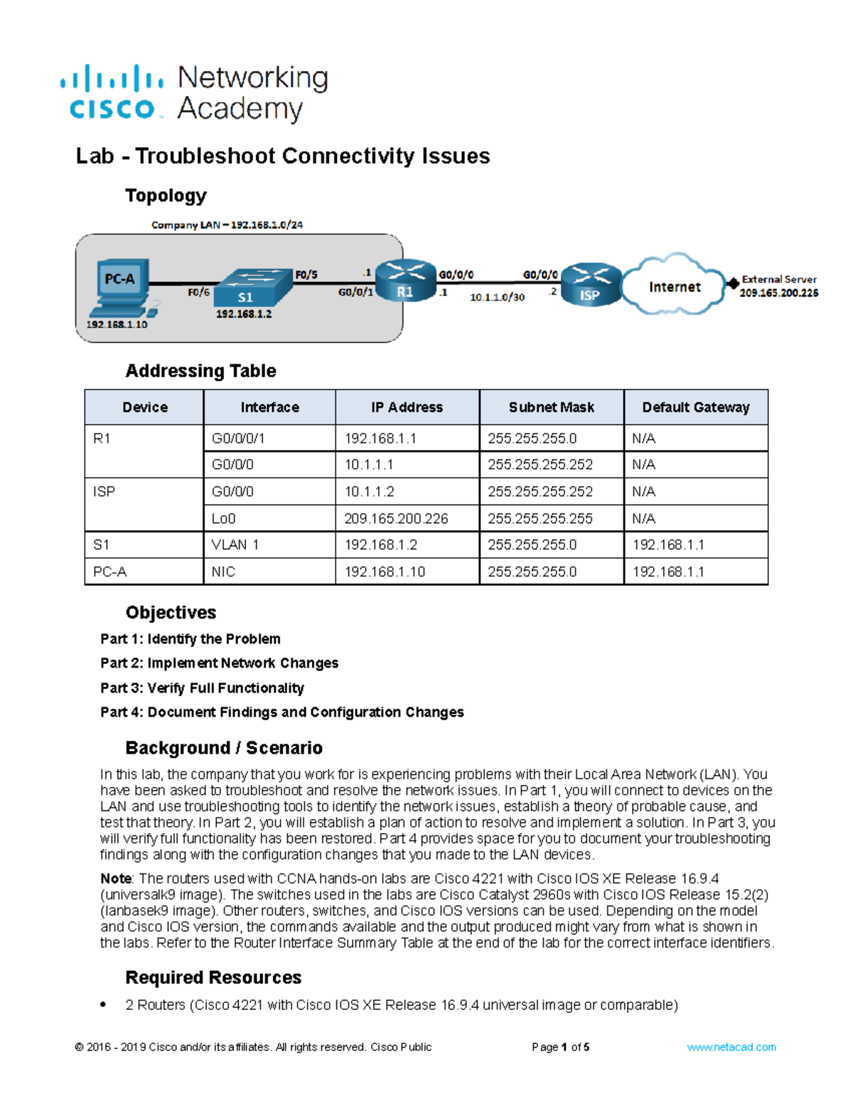 17.7.6 Lab - Troubleshooting LAN Connectivity Problems - Studocu