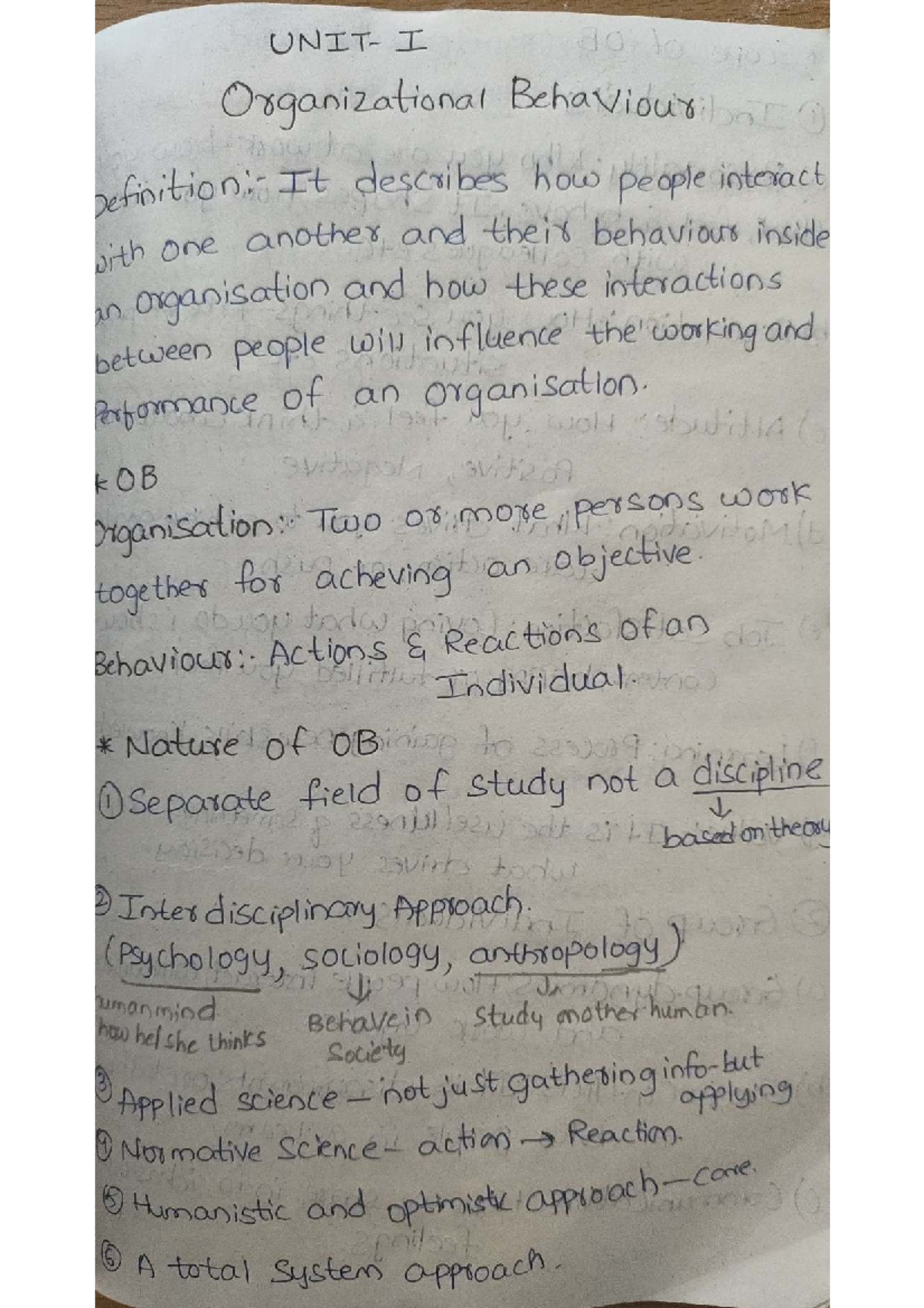 OB 2232089 - Unit 1: Organizational Behaviour Notes and Insights - Studocu