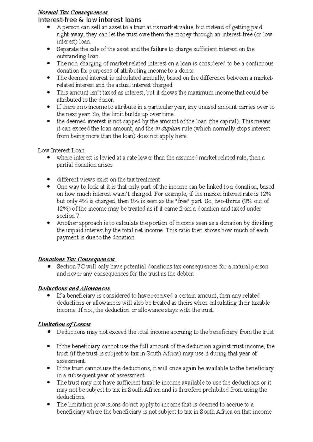 Taxation of Trusts: Normal Tax Consequences of Low-Interest Loans - Studocu