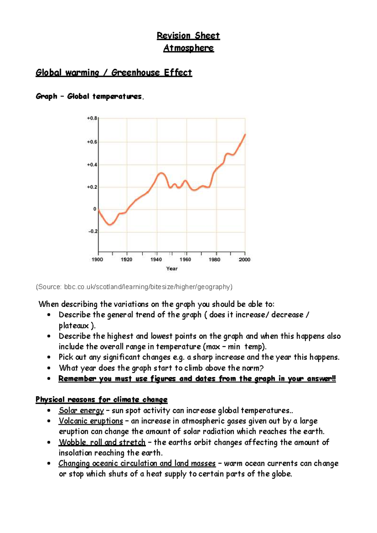 Atmosphere Course Notes: Global Warming & Climate Change Analysis - Studocu