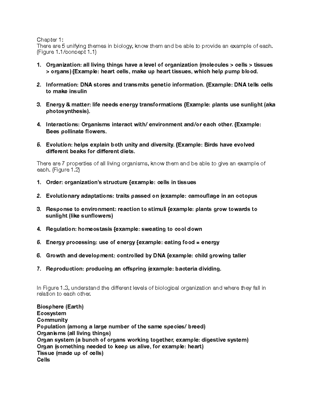 Bio 101: Exam 1 Study Guide - Key Concepts & Themes in Biology - Studocu