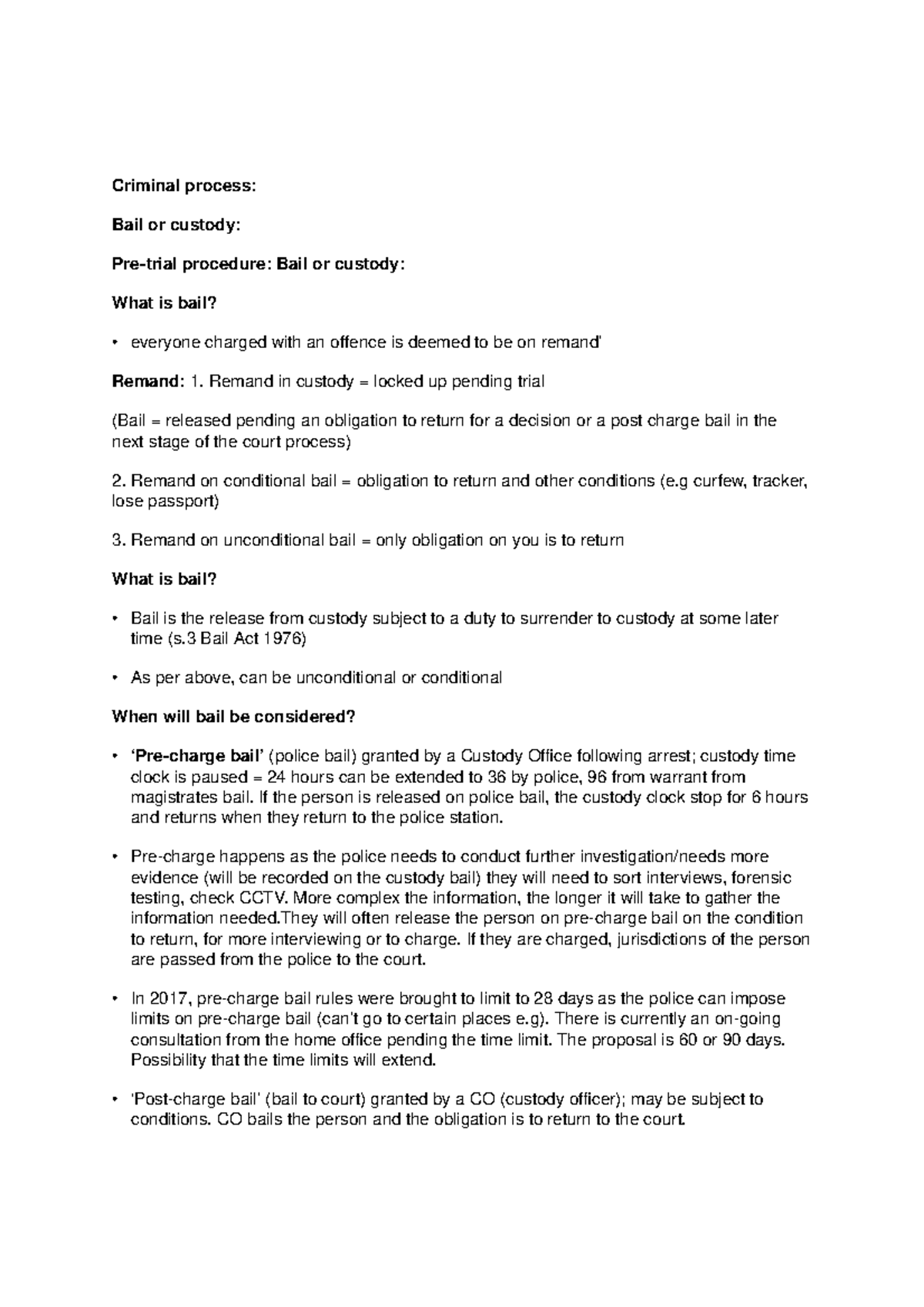 Criminal Law - Chapter on Bail and Custody: Key Concepts and Procedures ...