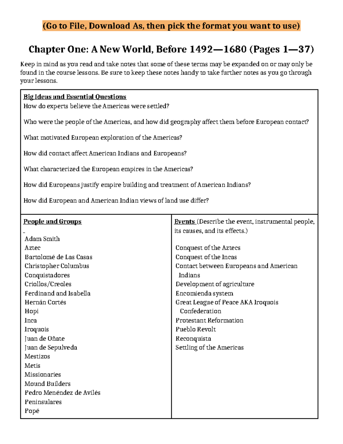 Apush ch 1 notes - gthwtb - (Go to File, Download As, then pick the ...