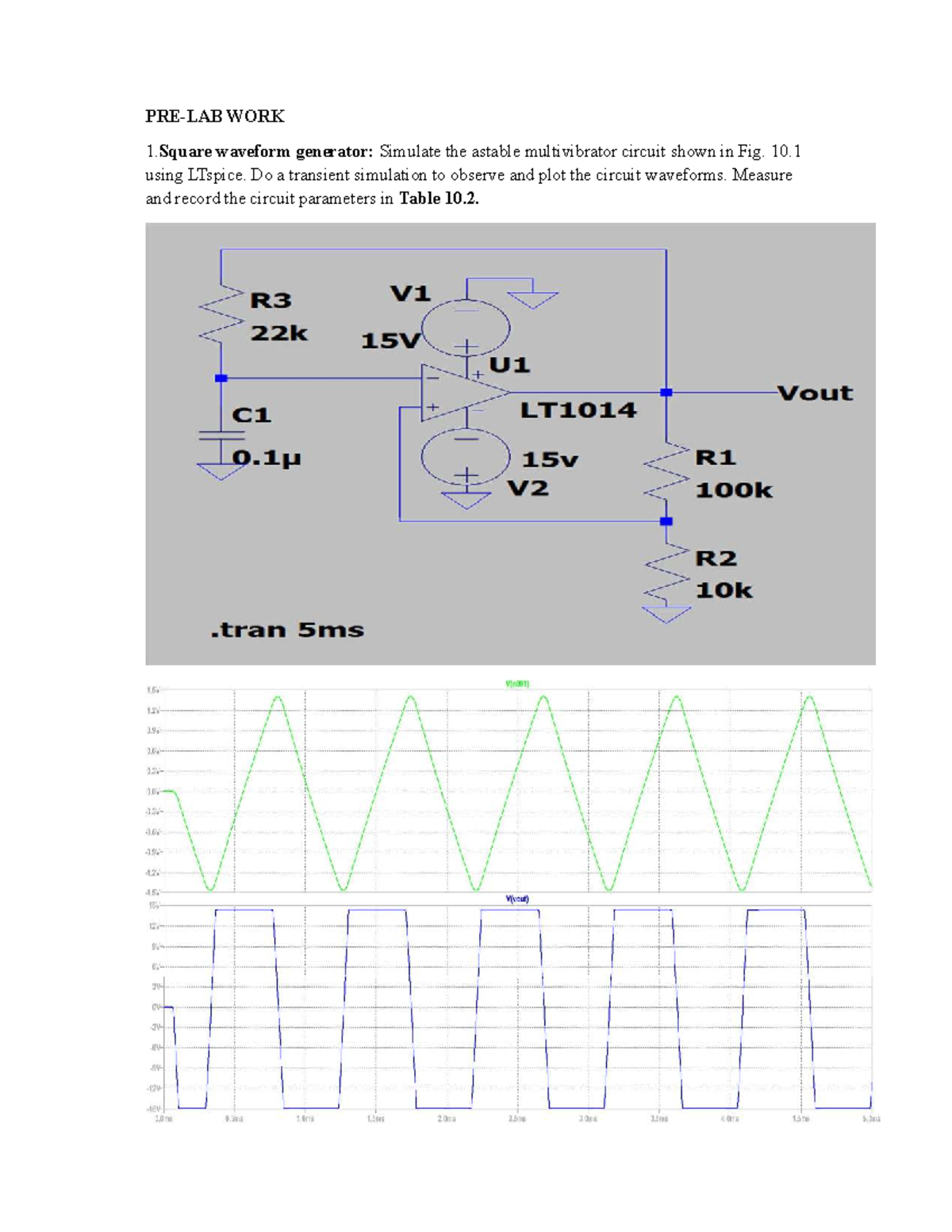EXP 10: Analog Lab Simulation of Waveform Generators in LTspice - Studocu