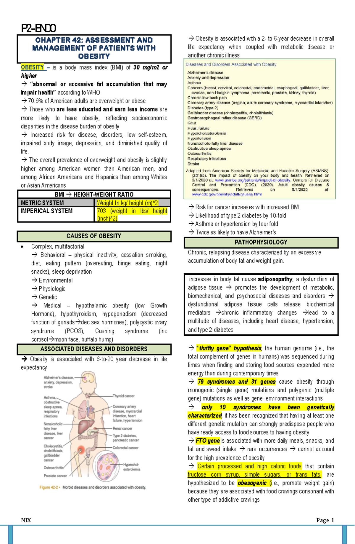 CHAPTER 42: ASSESSMENT & MANAGEMENT OF OBESITY (P2-ENDO) - Studocu