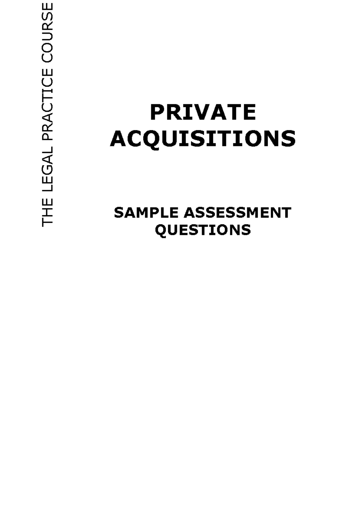 Private Acquisitions (LAW123): Sample Assessment Questions for Practice ...