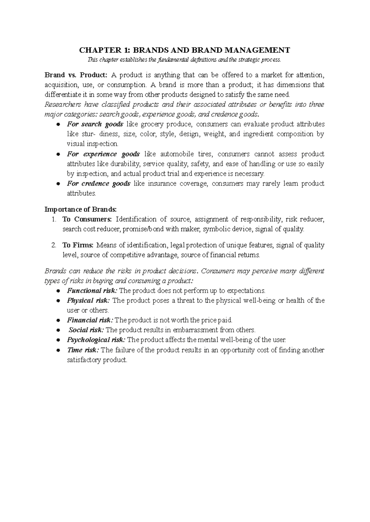 CHAPTER 2-8: STRATEGIC BRAND MANAGEMENT SUMMARY AND KEY CONCEPTS - Studocu