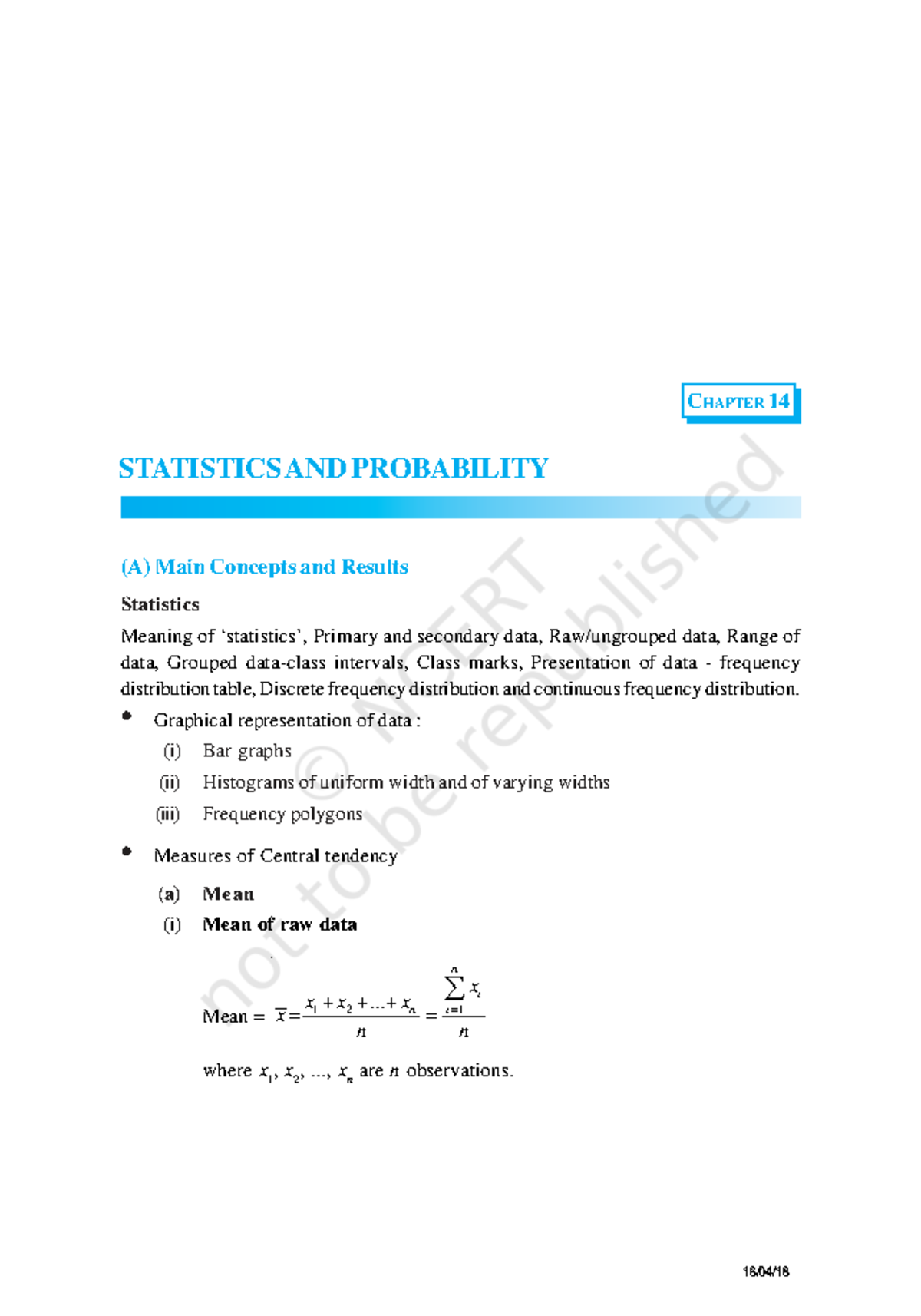 CHAPTER 14: STATISTICS AND PROBABILITY (IEEP214) - Key Concepts and ...