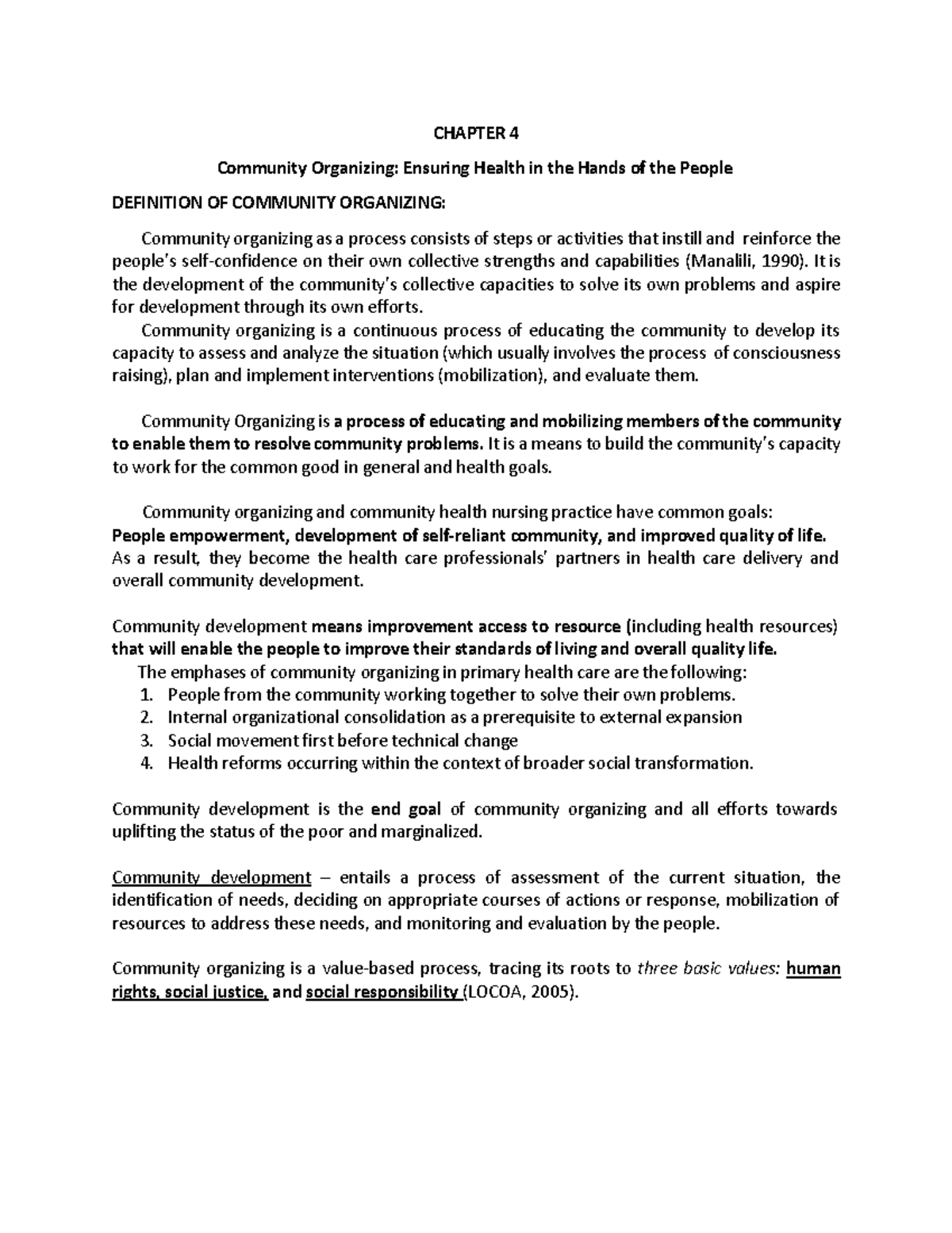 UNIT 1 Chapter 4 - CHN: Community Organizing in Health Nursing Notes ...