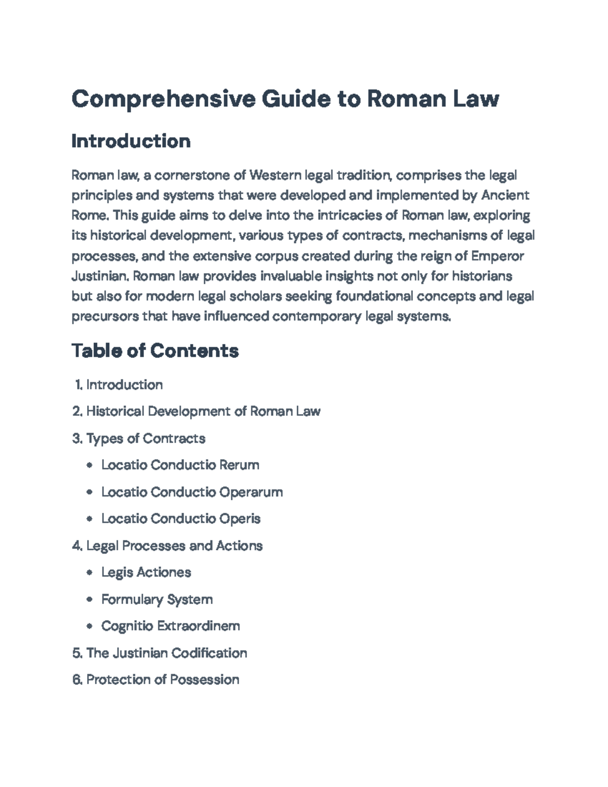 Comprehensive Overview of Roman Law and the Justinian Codification ...
