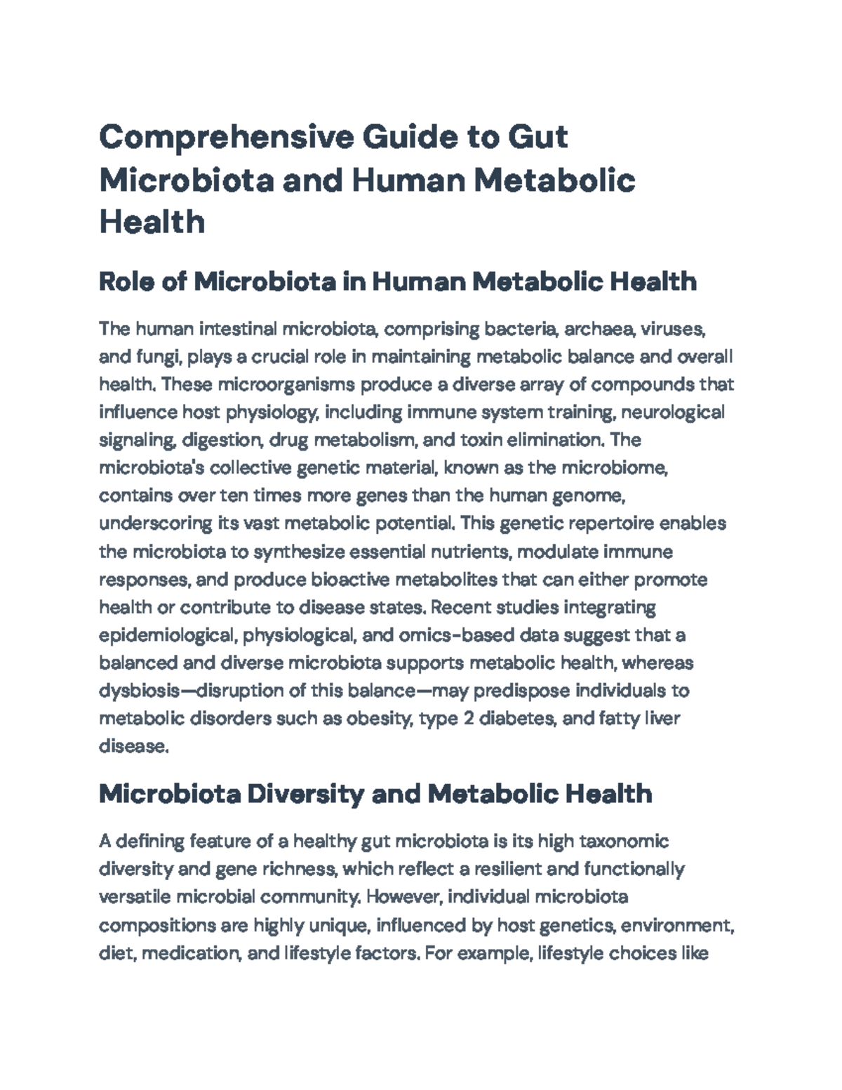 Comprehensive Review of Gut Microbiota's Role in Metabolic Health (BIO ...