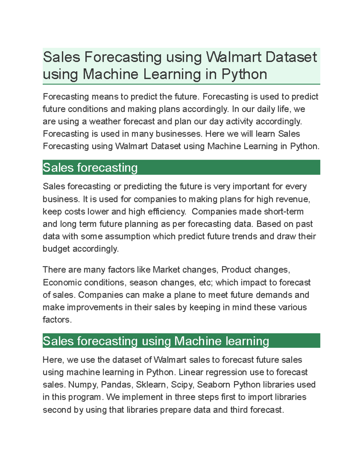 DMBI Project - Sales Forecasting using Walmart Dataset using Machine ...