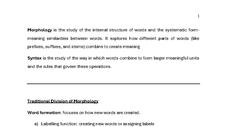 Morphology and Syntax Overview: Key Concepts and Terms - Studocu
