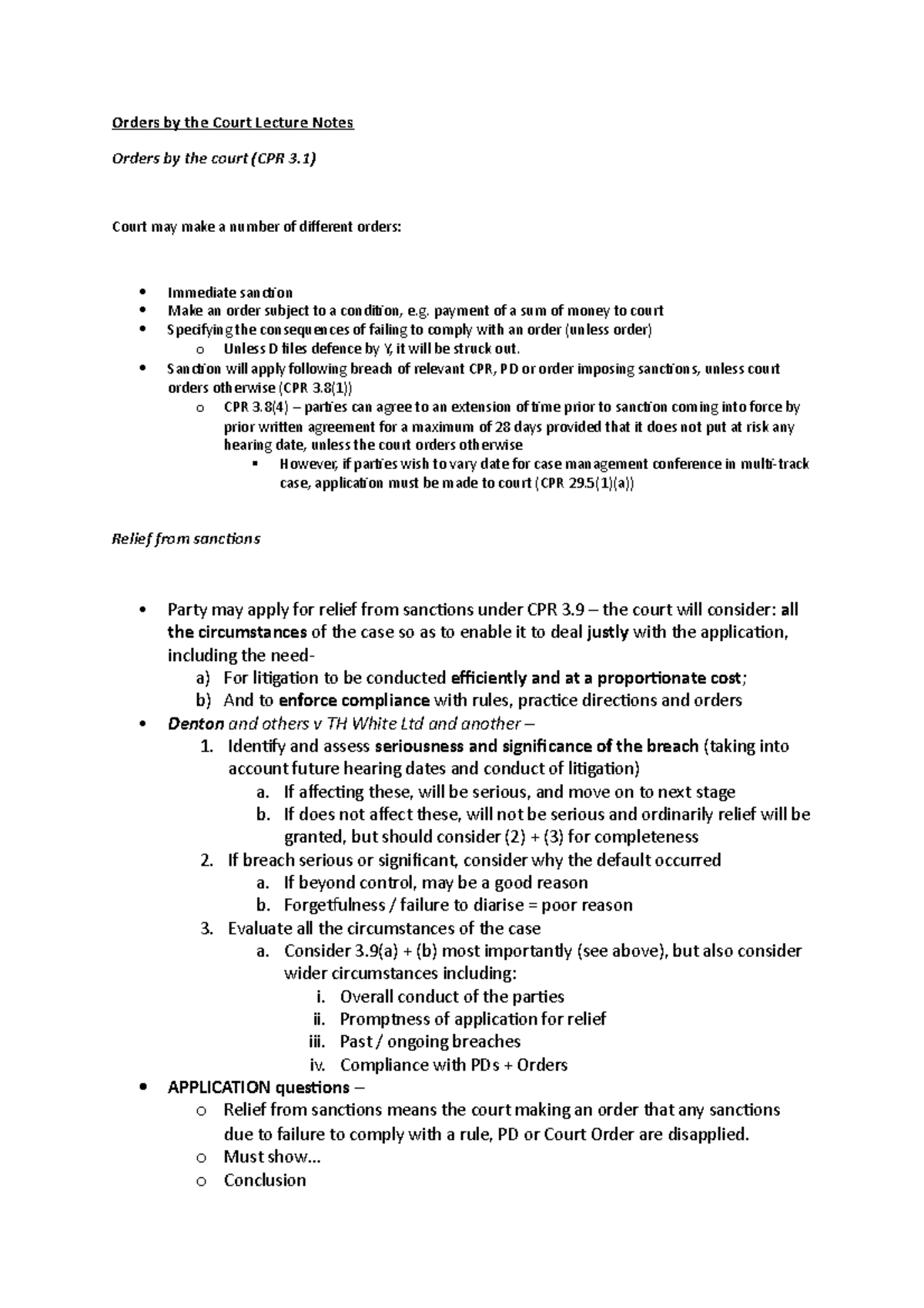 Orders by the court Lecture notes - Orders by the Court Lecture Notes ...