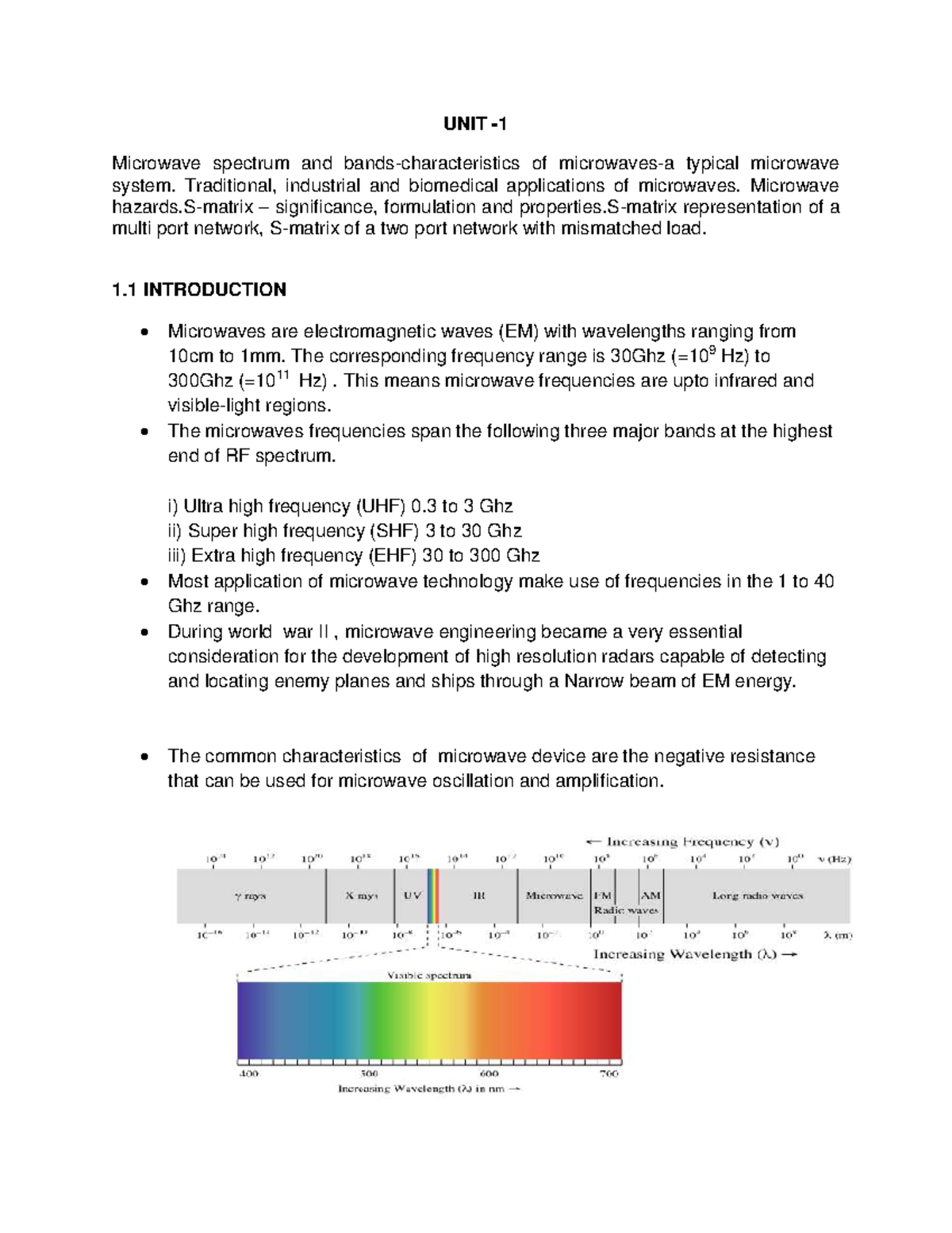Microwave Spectrum & Systems: Applications in Tech & Medicine - Studocu