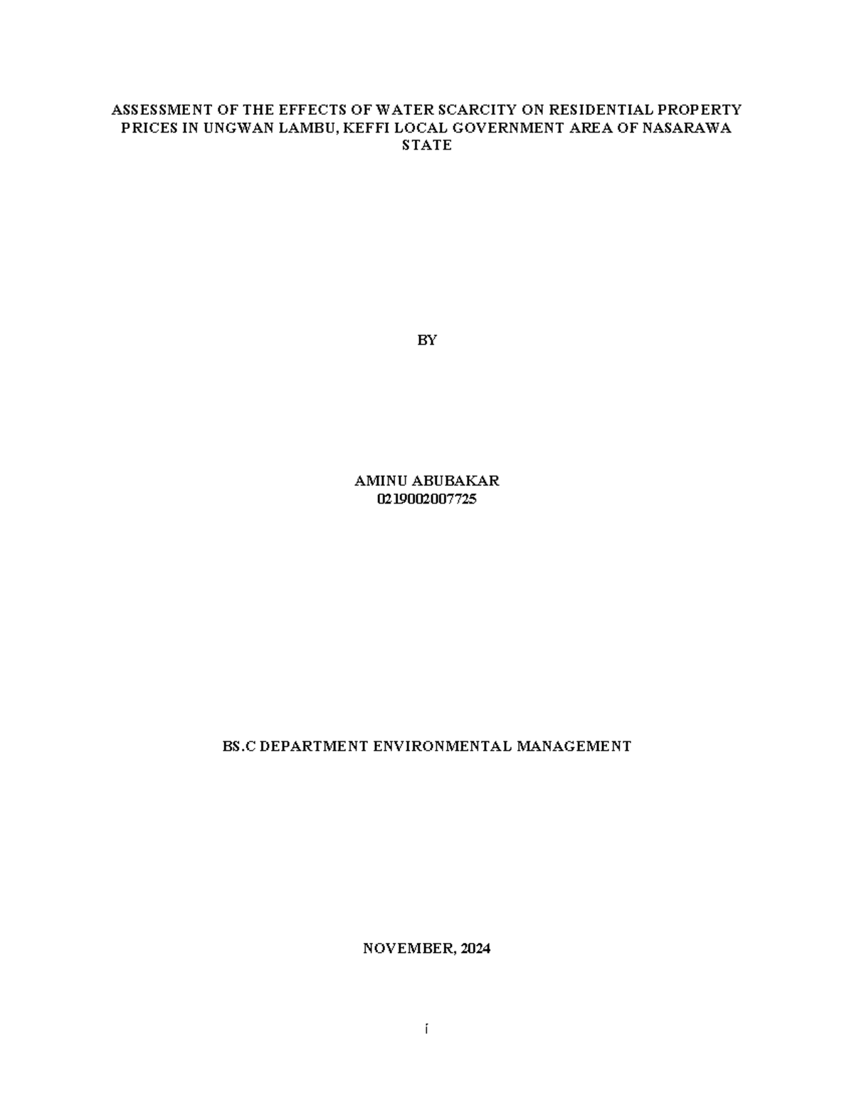 Assessment of Water Scarcity Effects on Property Prices in EM ...