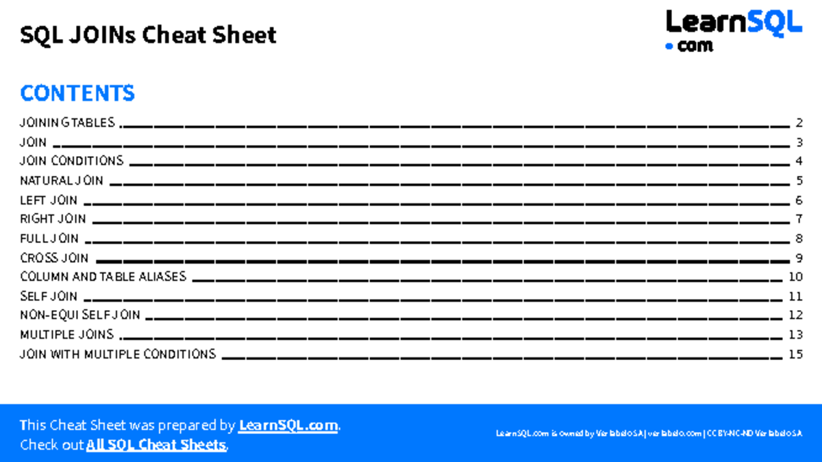SQL JOINs Cheat Sheet: Essential Guide for Quick Reference - Studocu
