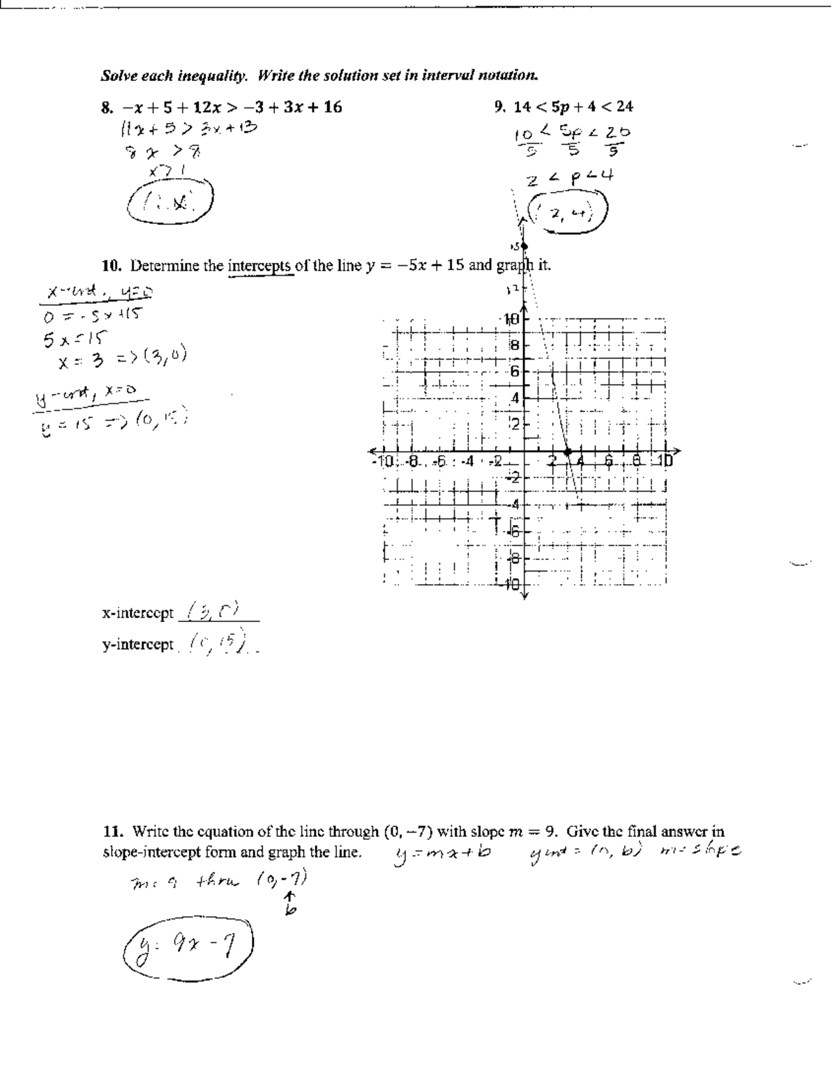Final Exam Review Notes for XYZ123: Inequalities & Graphing Lines - Studocu