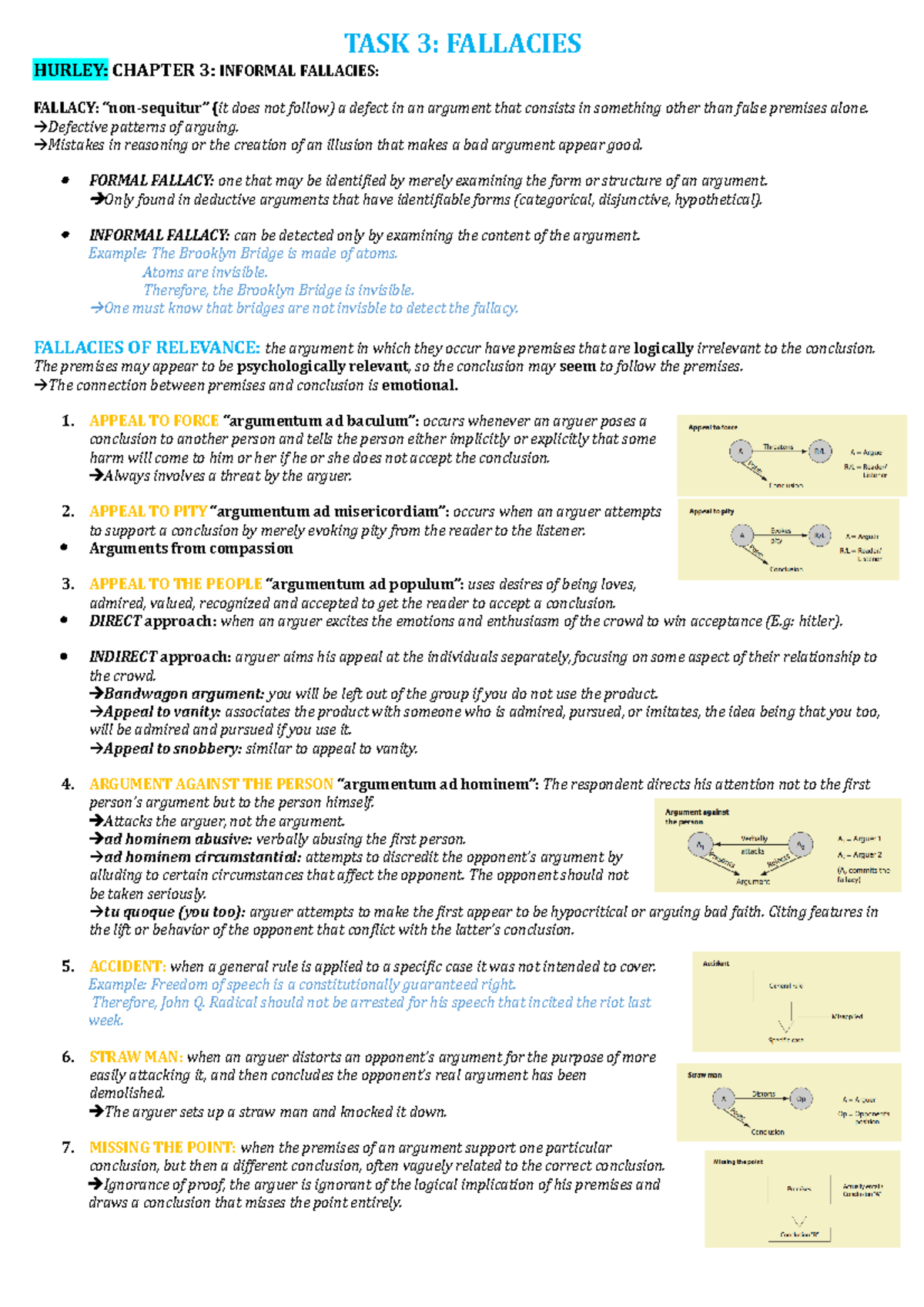 TASK 3 Chapter 3 BOOK - TASK 3: FALLACIES HURLEY: CHAPTER 3: INFORMAL ...