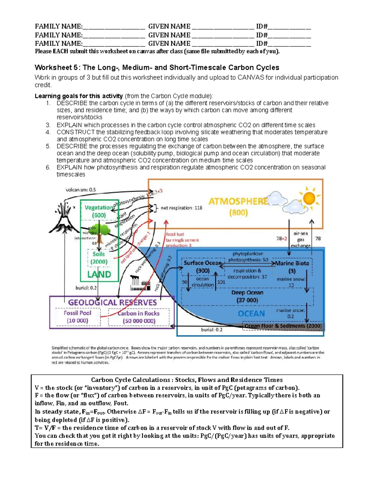 Worksheet 5: The Carbon Cycle - Group Activity (Course Code) - Studocu